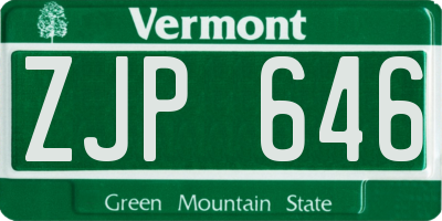 VT license plate ZJP646