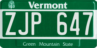 VT license plate ZJP647