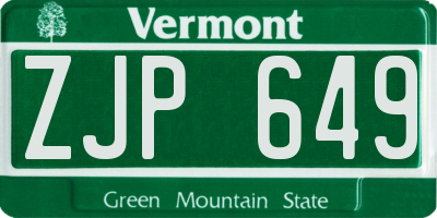VT license plate ZJP649