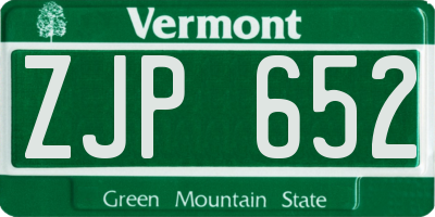 VT license plate ZJP652