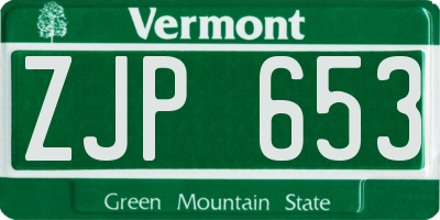 VT license plate ZJP653