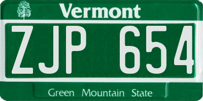 VT license plate ZJP654