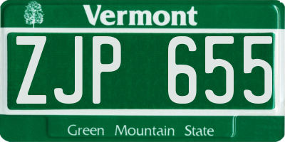 VT license plate ZJP655