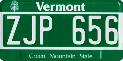 VT license plate ZJP656