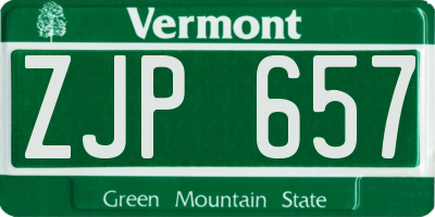 VT license plate ZJP657