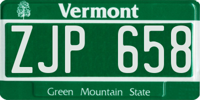 VT license plate ZJP658