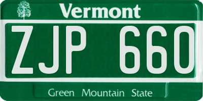 VT license plate ZJP660