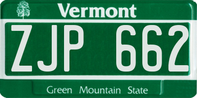 VT license plate ZJP662