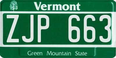 VT license plate ZJP663