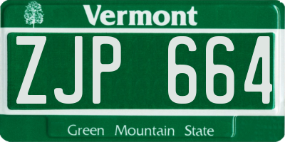 VT license plate ZJP664