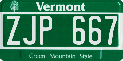 VT license plate ZJP667