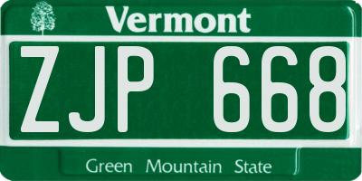 VT license plate ZJP668