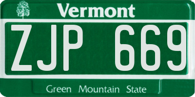 VT license plate ZJP669