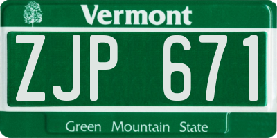 VT license plate ZJP671