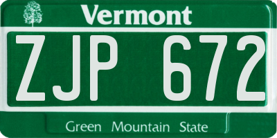 VT license plate ZJP672
