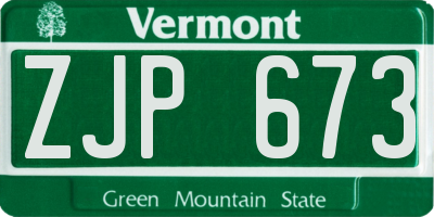 VT license plate ZJP673