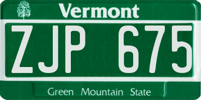 VT license plate ZJP675