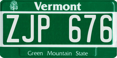 VT license plate ZJP676