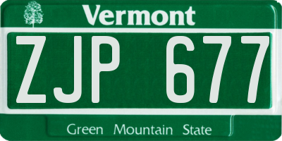 VT license plate ZJP677