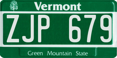 VT license plate ZJP679