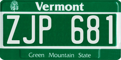 VT license plate ZJP681