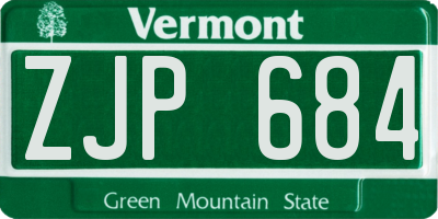 VT license plate ZJP684