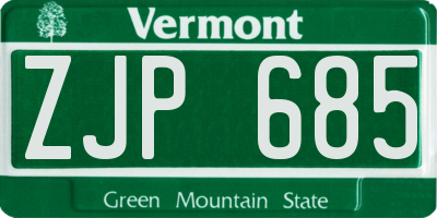 VT license plate ZJP685