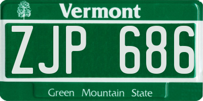 VT license plate ZJP686