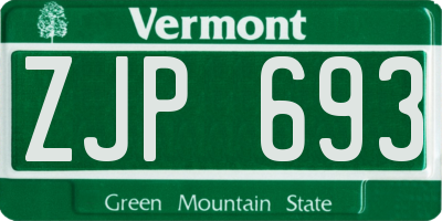 VT license plate ZJP693