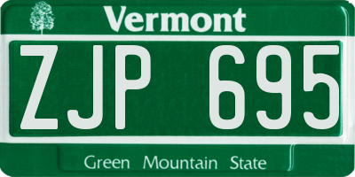 VT license plate ZJP695