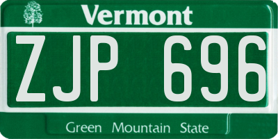 VT license plate ZJP696