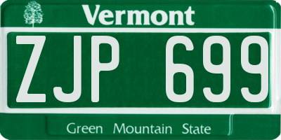 VT license plate ZJP699