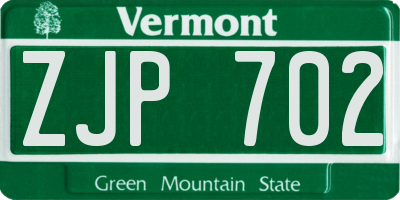 VT license plate ZJP702
