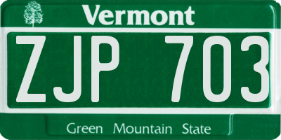 VT license plate ZJP703