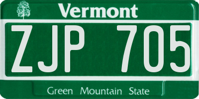 VT license plate ZJP705