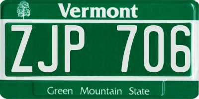 VT license plate ZJP706