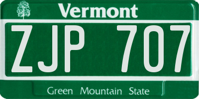 VT license plate ZJP707