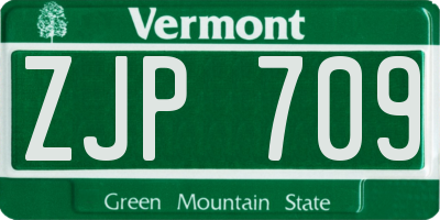 VT license plate ZJP709