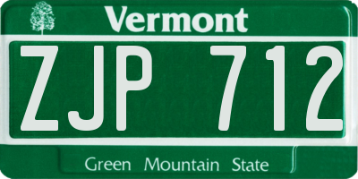 VT license plate ZJP712