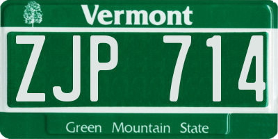 VT license plate ZJP714
