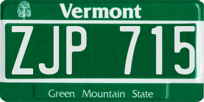VT license plate ZJP715