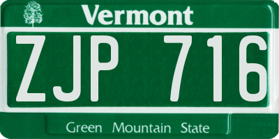 VT license plate ZJP716