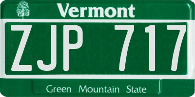VT license plate ZJP717