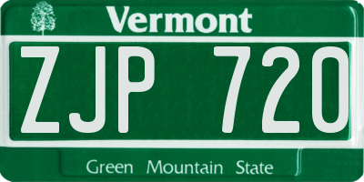 VT license plate ZJP720