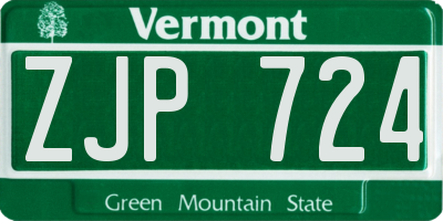 VT license plate ZJP724