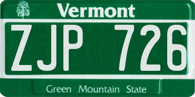 VT license plate ZJP726