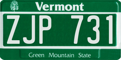 VT license plate ZJP731