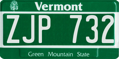 VT license plate ZJP732