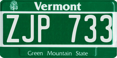 VT license plate ZJP733