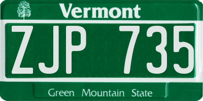VT license plate ZJP735